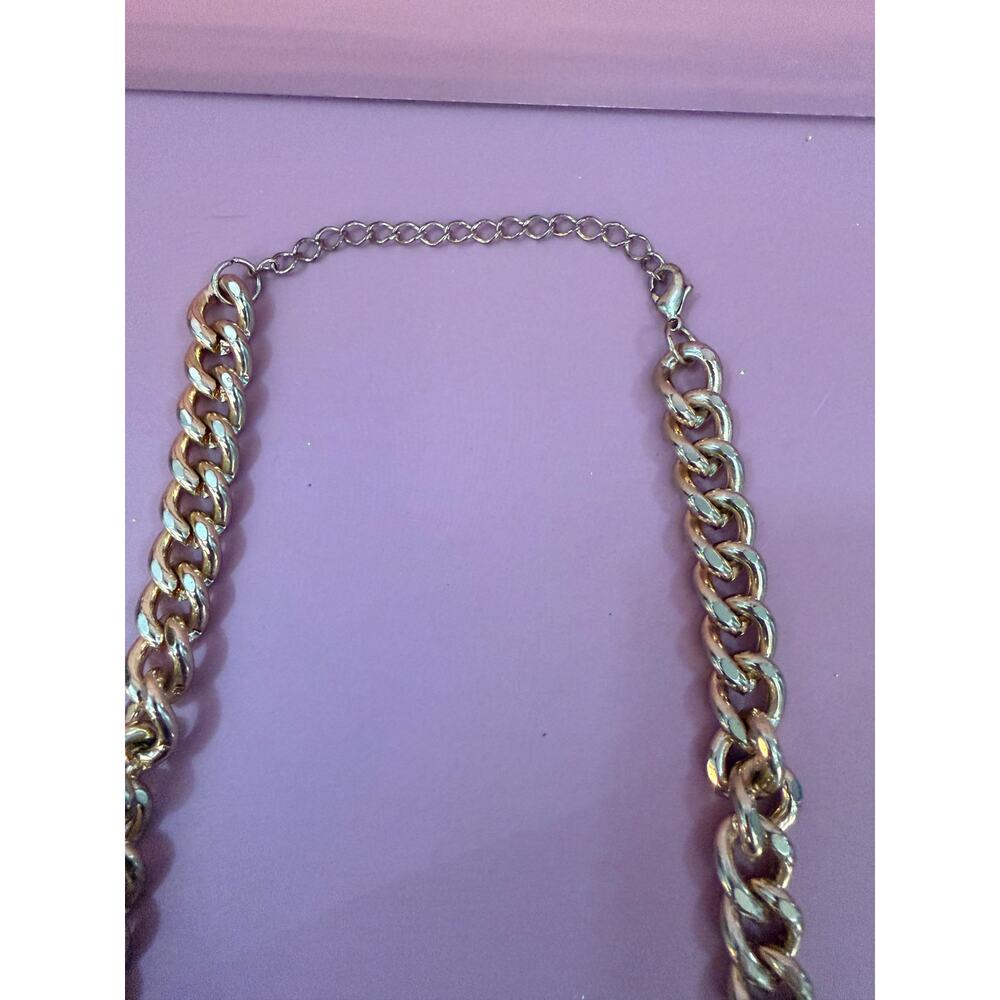 Natasha Couture Gold Tone Chunky Chain Crystal Statement Necklace - Picture 4 of 4